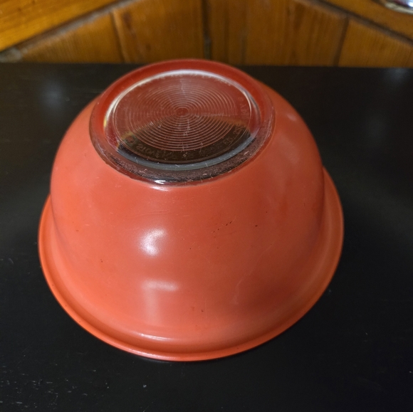 Vintage #322 1L Pyrex Red Glass Clear Bottom Nesting Mixing Bowl Corning NY - Picture 13 of 16